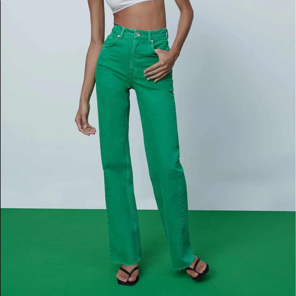 ZARA green full length jeans